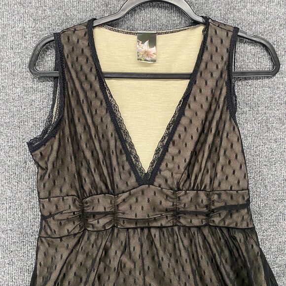 Lily White Blouse Top Womens L Black Mesh V-Neck Y2K Whimsigoth Fairy Grunge 90s - Picture 2 of 8